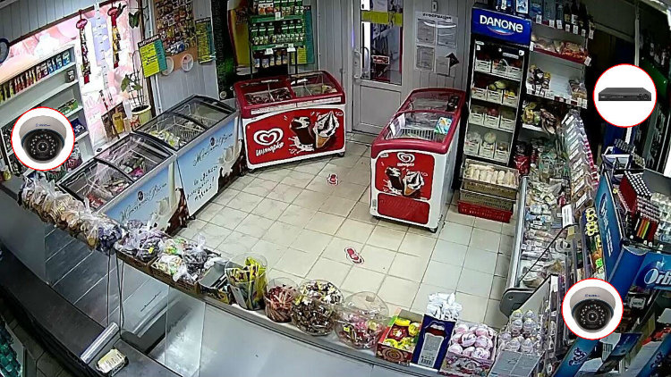 Комплект системы видеонаблюдения для 2 касс